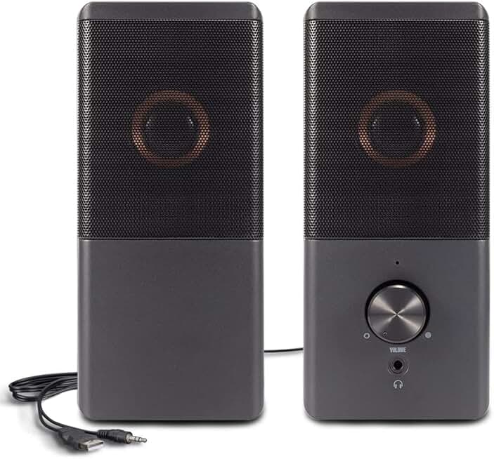 Compact USB Computer Speakers with Bass and Headphone Jack