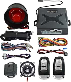 Passive keyless entry car alarm with remote start and push button ignition