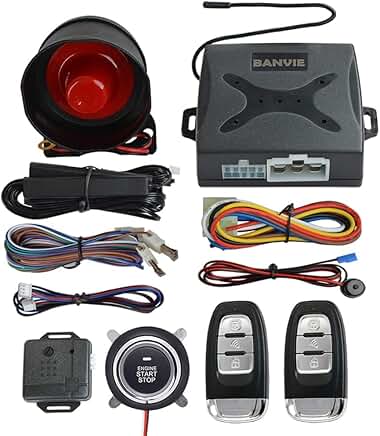 Passive keyless entry car alarm with remote start and push button ignition