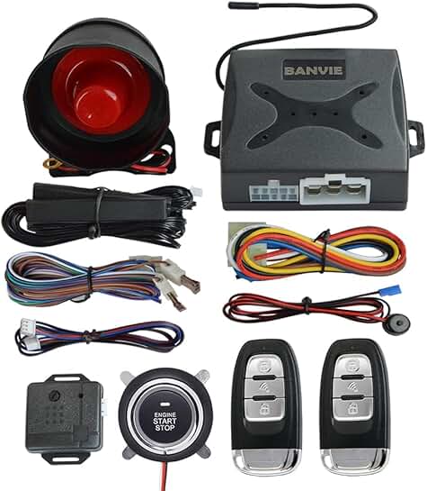 Passive keyless entry car alarm with remote start and push button ignition