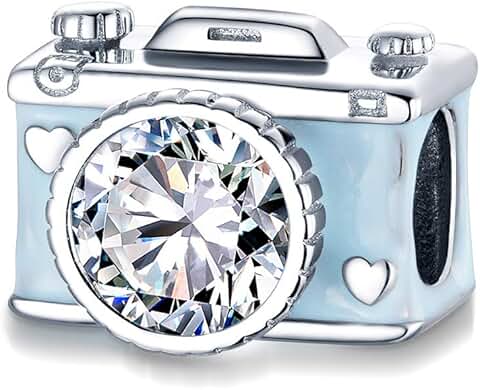 Sterling Silver Coffee Cup Camera Bead Charm for Women