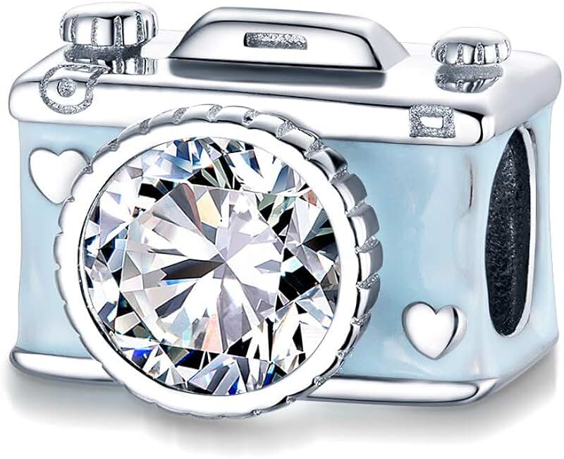 Sterling Silver Coffee Cup Camera Bead Charm for Women