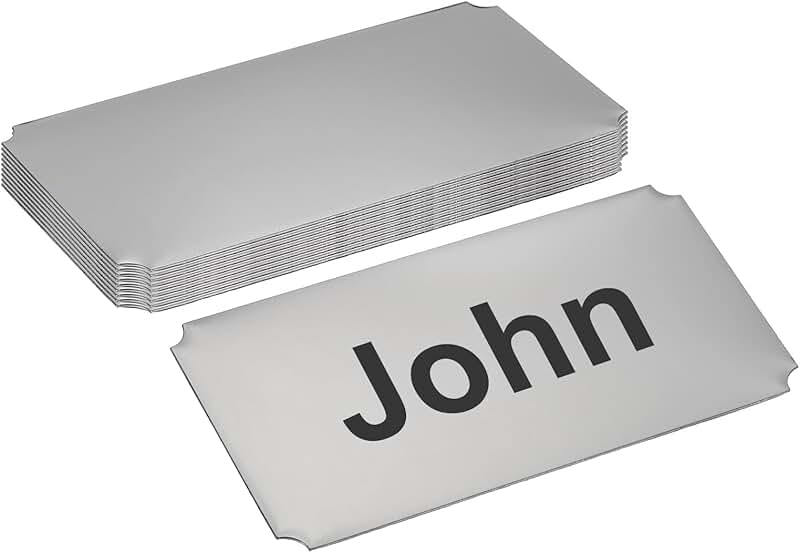 4x2 Inch Stainless Steel Laser Engraved Metal Name Plate, 10 Pack