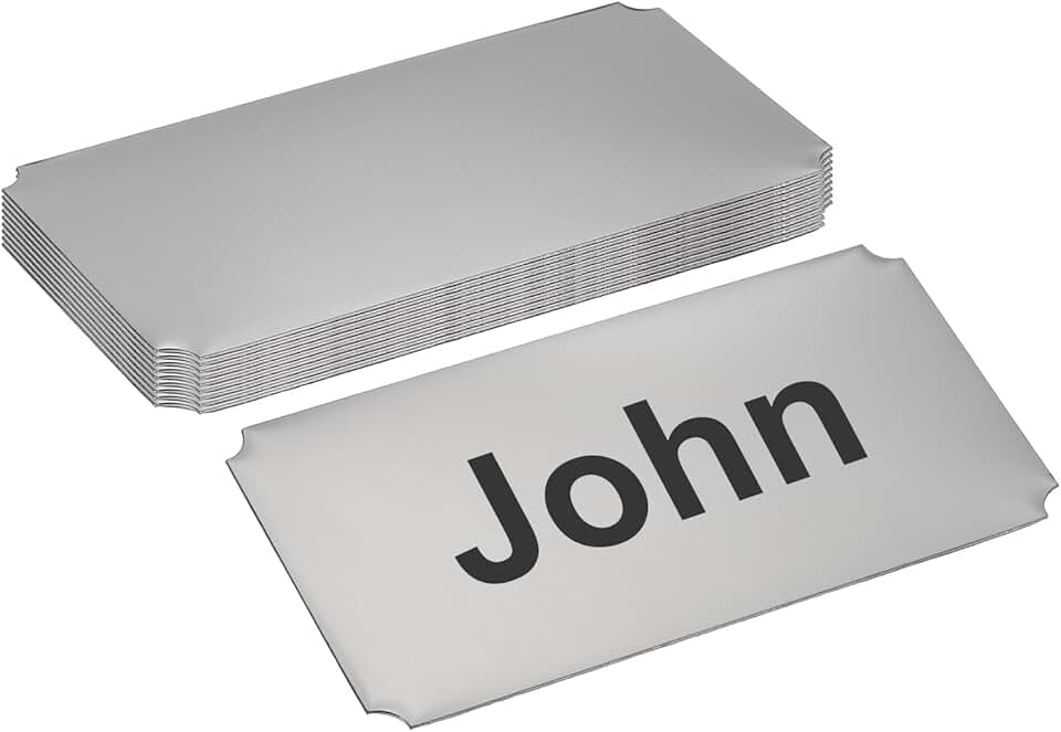 4x2 Inch Stainless Steel Laser Engraved Metal Name Plate, 10 Pack