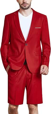 Men's Slim Fit 2-Piece Suit with Blazer, Shorts, and Tie