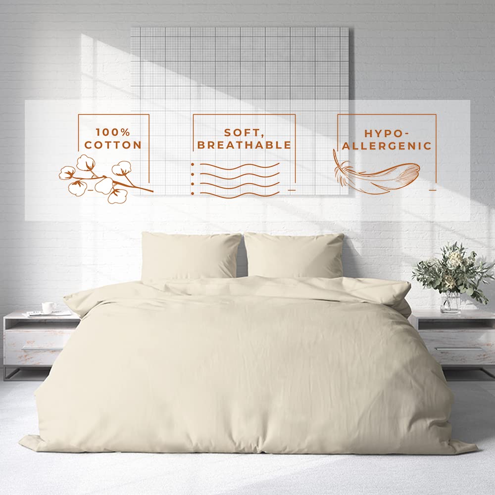 Oversized King Duvet Cover 100% Organically Sourced All Season 600 Thread Count with Zipper Closure  Corner Ties Soft Comforter Cover by  Oversized King, Ivory 