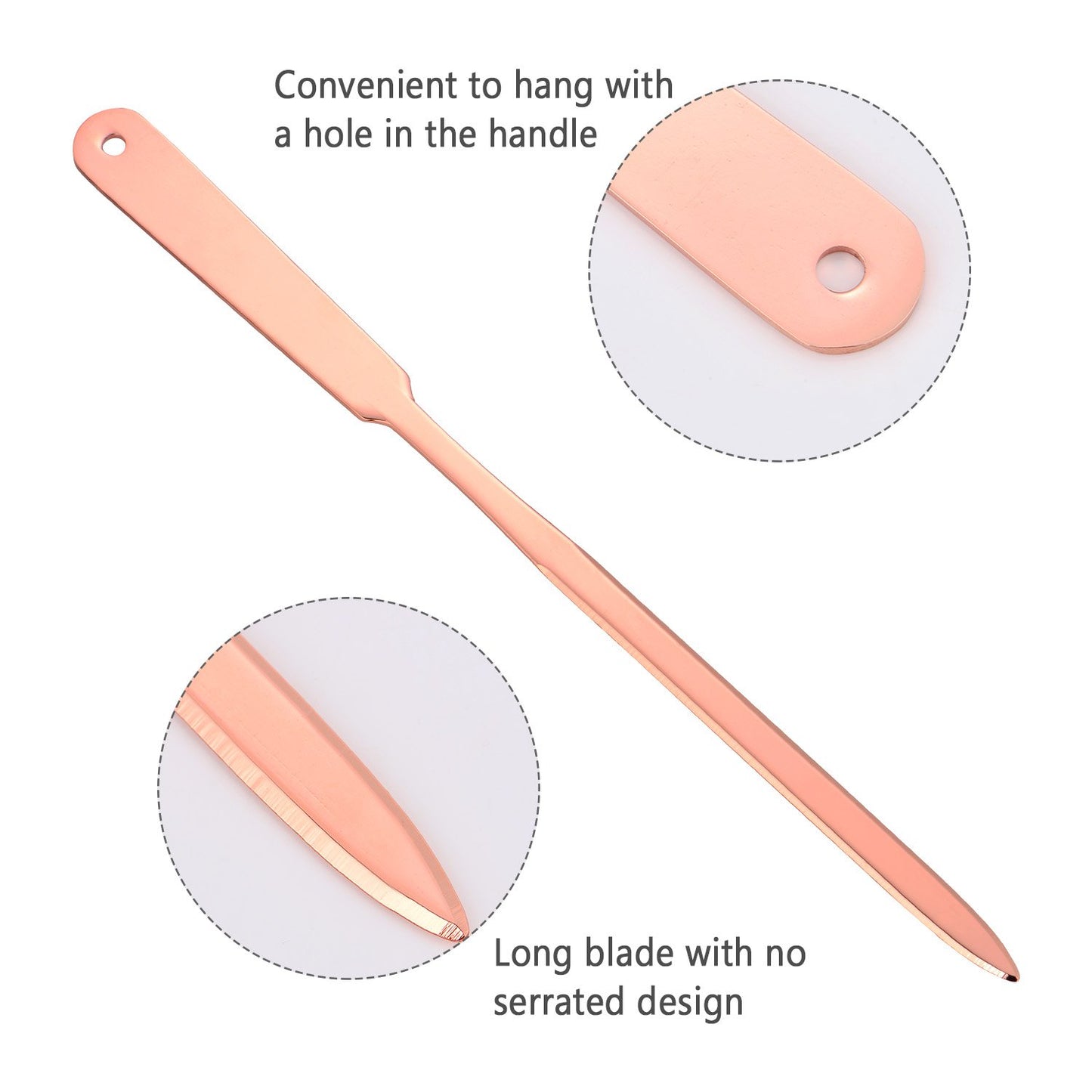 Pink and gold stainless steel letter openers, 2-pack