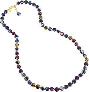 Navy Blue Murano Glass Necklace with Extender