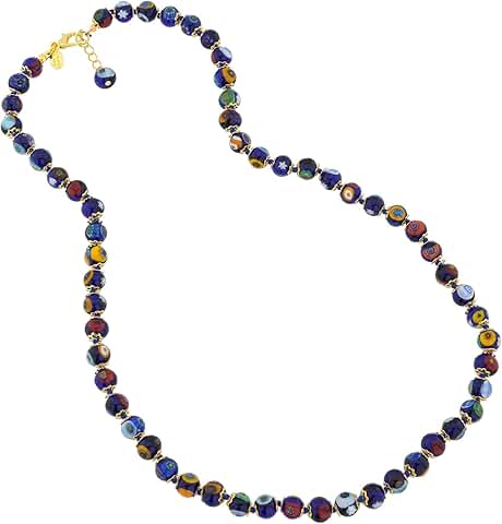 Navy Blue Murano Glass Necklace with Extender