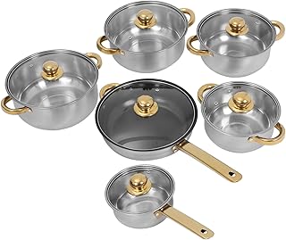 Stainless Steel Cookware Set with Nonstick Skillet and Soup Pot