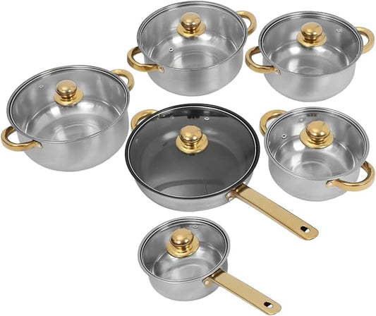 Golden Stainless Steel Hot Pot for Family Cooking