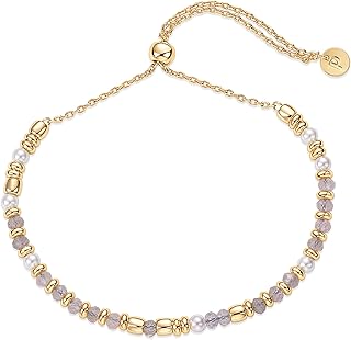 Yellow Gold Plated Beaded Gemstone Bracelet for Women
