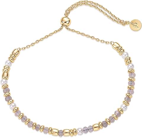 Yellow Gold Plated Beaded Gemstone Bracelet for Women