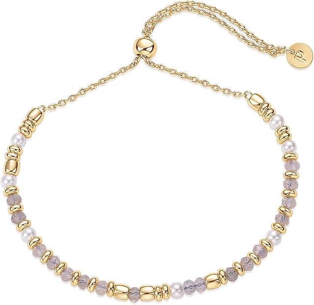Yellow Gold Plated Beaded Gemstone Bracelet for Women