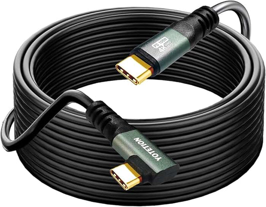 60ft USB C to C cable with 90° angle, 4K60Hz, 100W fast charging