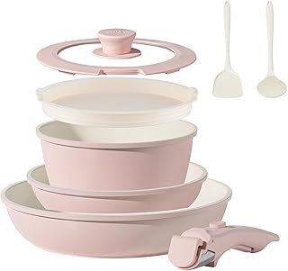 8-Piece Nonstick Ceramic Cookware Set with Removable Handles