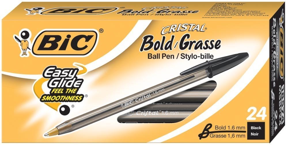 Pack of 48 black 1.6 mm ballpoint pens