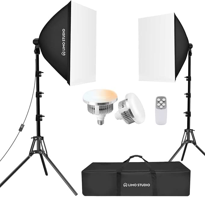 LED Light Kit with Remote, Softbox, and Adjustable Brightness