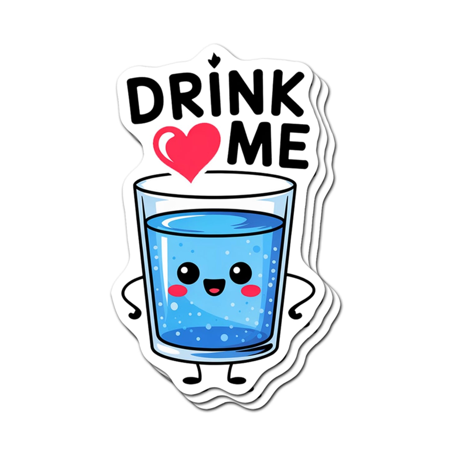 Set of three cute hydration reminder stickers, waterproof, 3 inches