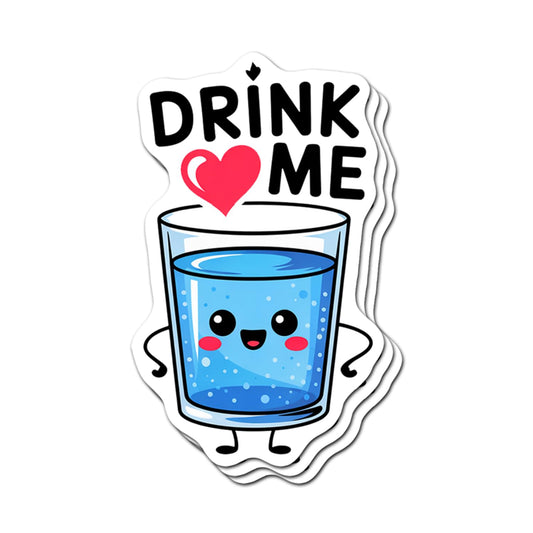 Set of three cute hydration reminder stickers, waterproof, 3 inches