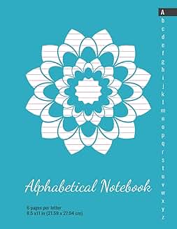 Alphabetical Lined Notebook with A-Z Tabs and Mandala Design