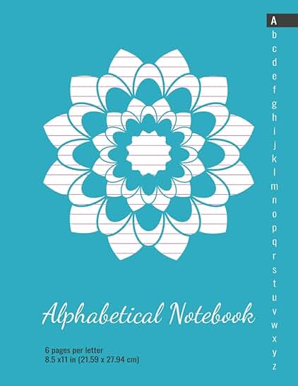 Alphabetical Lined Notebook with A-Z Tabs and Mandala Design