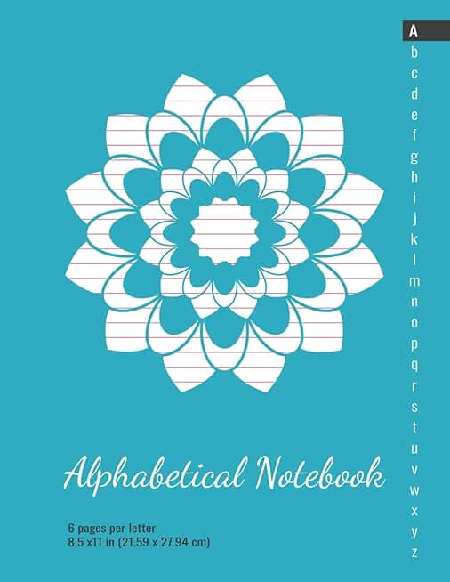 Alphabetical Lined Notebook with A-Z Tabs and Mandala Design