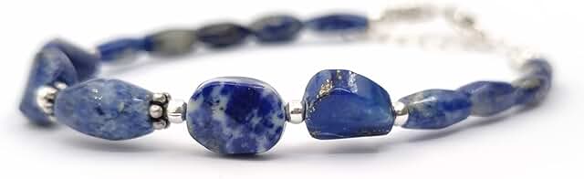 Blue Lapis Lazuli Beaded Bracelet for Women