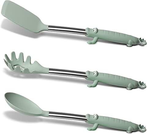 Stylish 3-Piece Kitchen Utensil Set with Croc Handles