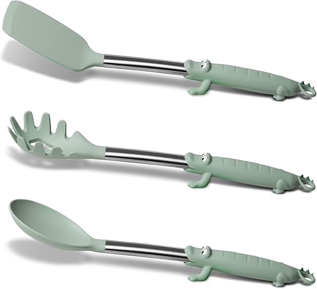 Stylish 3-Piece Kitchen Utensil Set with Croc Handles