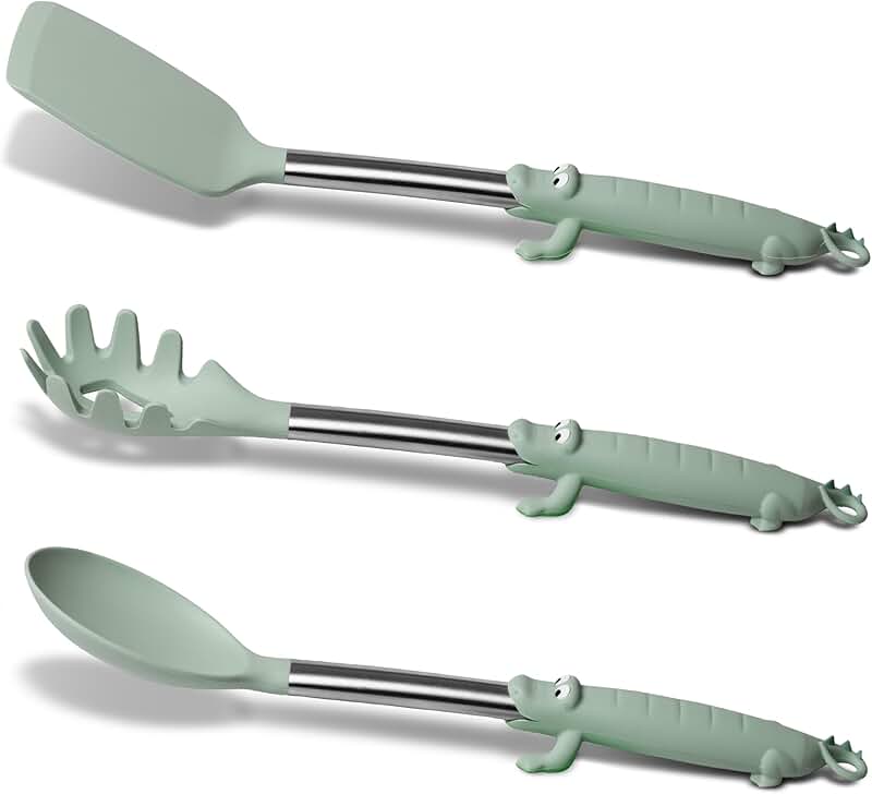 Stylish 3-Piece Kitchen Utensil Set with Croc Handles