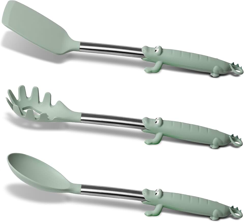 Stylish 3-Piece Kitchen Utensil Set with Croc Handles