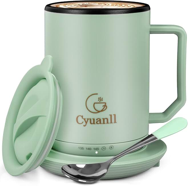Heated Coffee Mug with Auto Shut-Off and Temperature Control
