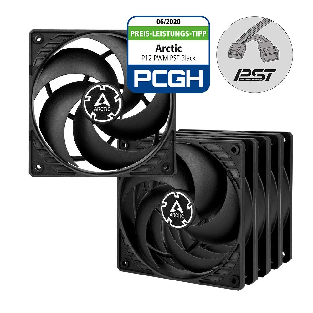 P12 PWM PST (5 Pack) - 120 mm Case Fan, PWM Sharing Technology (PST), Pressure-optimised, Value Pack, Very quiet motor, Computer, 200-1800 RPM - Black