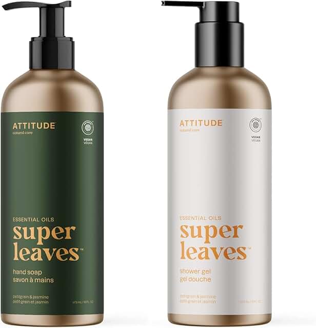 Hand soap and shower gel set with plant-based ingredients