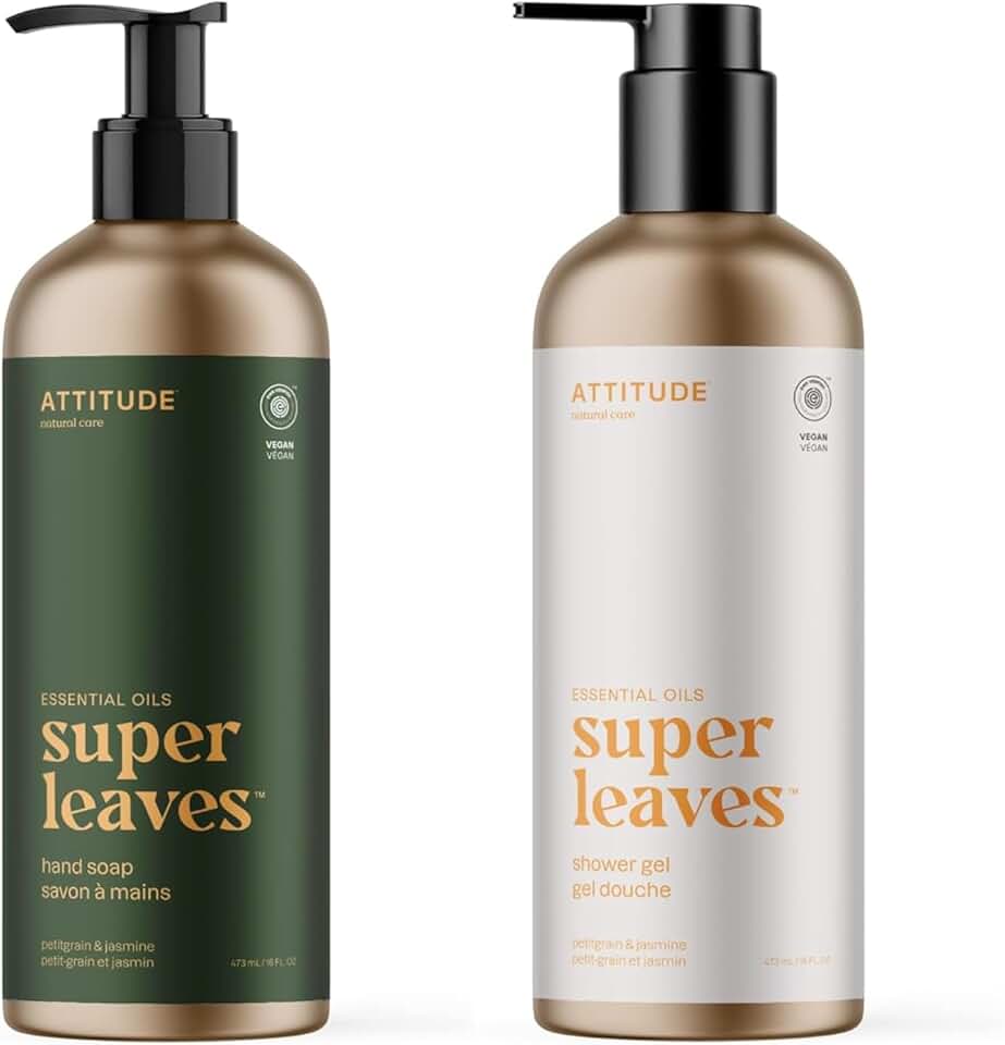 Hand soap and shower gel set with plant-based ingredients