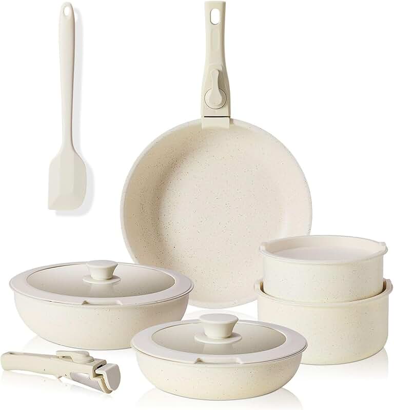 12-Piece Nonstick Cookware Set with Detachable Handle
