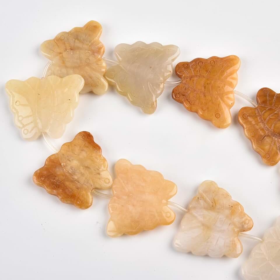 Large Yellow Jade Topaz Butterfly Beads, 10 Pieces