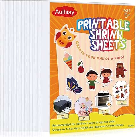 25 Sheets White Printable Shrink Plastic Sheets