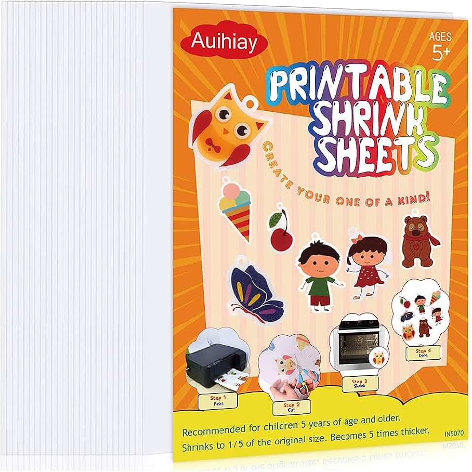 25 Sheets White Printable Shrink Plastic Sheets