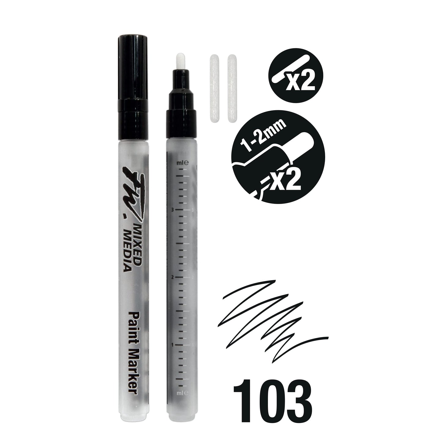 Two Refillable Mixed Media Paint Markers with Extra Nibs