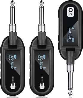 Wireless Guitar System with Rechargeable Transmitter and Receiver