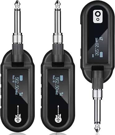 Wireless Guitar System with Rechargeable Transmitter and Receiver