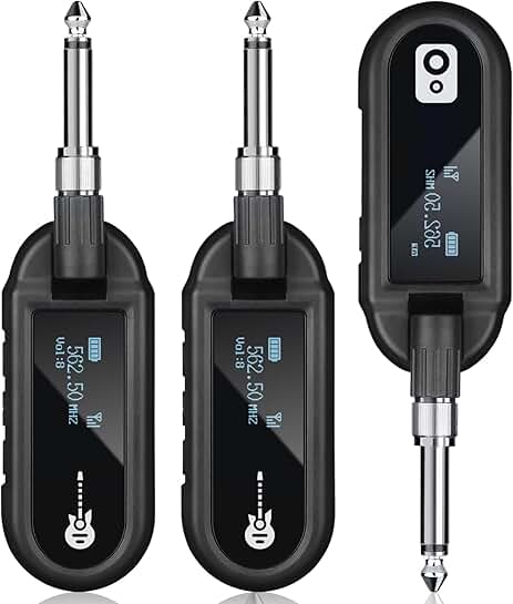 Wireless Guitar System with Rechargeable Transmitter and Receiver