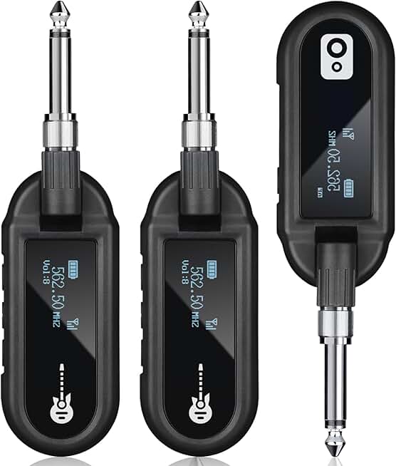 Wireless Guitar System with Rechargeable Transmitter and Receiver
