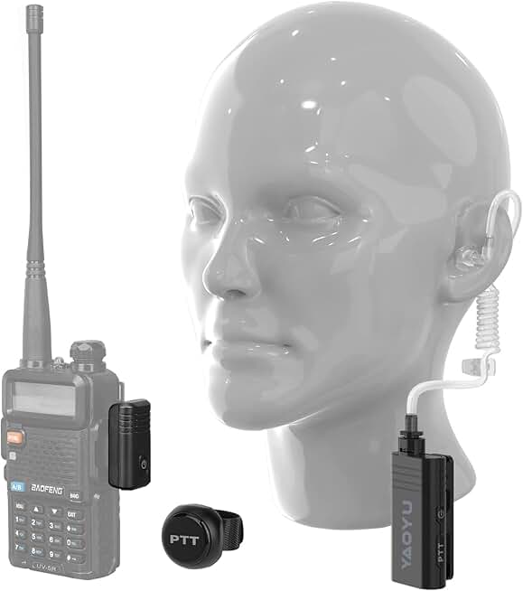 Wireless Headset with Clear Acoustic Tube and PTT Microphone