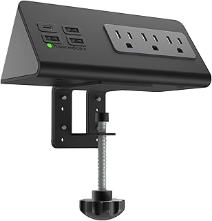 Nightstand Edge Mount Power Strip with USB-C and Surge Protector