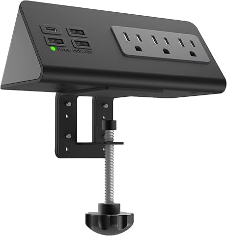 Nightstand Edge Mount Power Strip with USB-C and Surge Protector