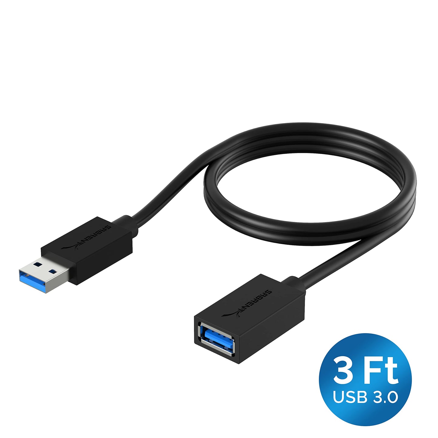 22AWG USB 3.0 Extension Cable - A-Male to A-Female [Black] 3 Feet (CB-3030)