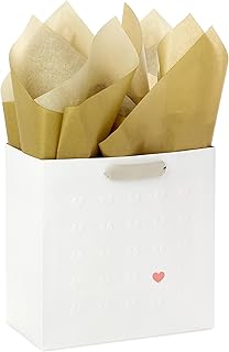 Medium 7-inch gift bag with tissue paper and embossed hearts